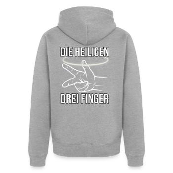 Mechaniker - Drei Finger Regel Richtung - Unisex Premium Bio Zip Hoodie - Grau meliert - Hinten - Nico (187cm)