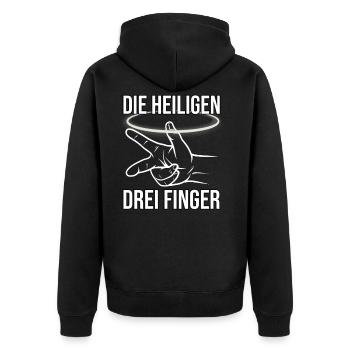 Mechaniker - Drei Finger Regel Richtung - Unisex Premium Bio Zip Hoodie - Schwarz - Hinten - Nico (187cm)
