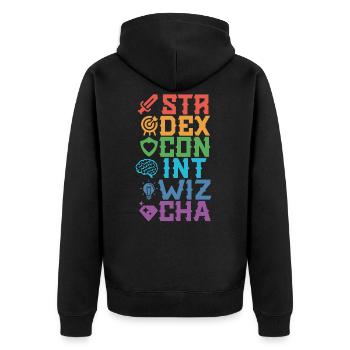 RPG Roleplay - Unisex Premium Organic Zip Hoodie - black - Back - Nico (187cm)