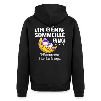 Un génie. Humour cadeau anniversaire - Veste à capuche bio Premium Unisexe - noir - Dos - Nico (187cm)