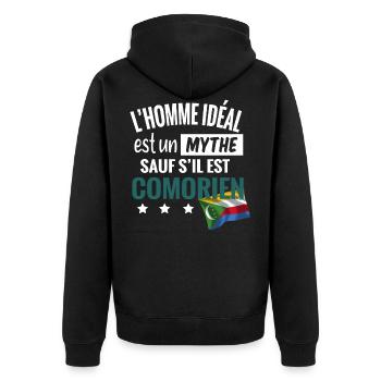L'homme idéal comorien. Comorien humour cadeau - Veste à capuche bio Premium Unisexe - noir - Dos - Nico (187cm)