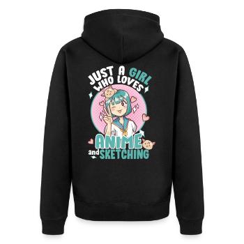 Anime Sketching Drawing Art Paint Draw Comic - Unisex Premium Organic Zip Hoodie - black - Back - Nico (187cm)