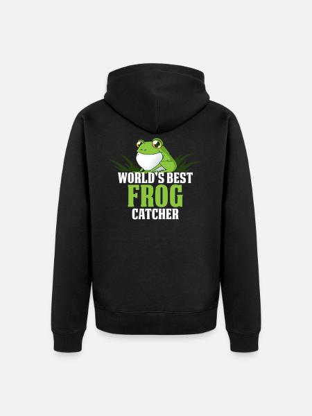 Frog Hunter Frog Catcher - Unisex Premium Bio Zip Hoodie - Schwarz