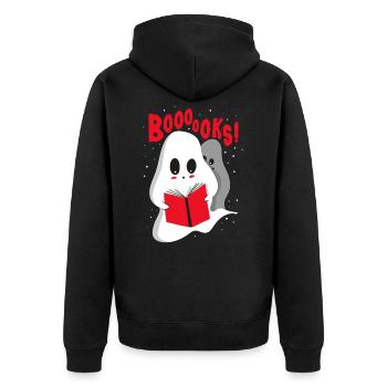 Lesen Buch Bücher Leser Geschenk - Unisex Premium Bio Zip Hoodie - Schwarz - Hinten - Nico (187cm)