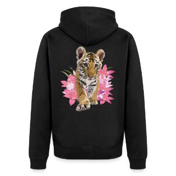 bengalischer Tiger - Unisex Premium Bio Zip Hoodie - Schwarz - Hinten - Nico (187cm)