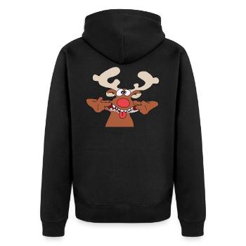 Rentier Weihnachten Nikolaus XMAS Geschenk Kinder - Unisex Premium Bio Zip Hoodie - Schwarz - Hinten - Nico (187cm)
