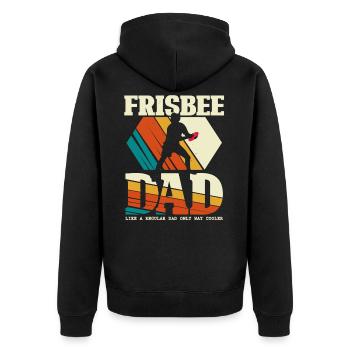 Frisbee Dad - Ultimate Disc Golf Vater - Unisex Premium Bio Zip Hoodie - Schwarz - Hinten - Nico (187cm)