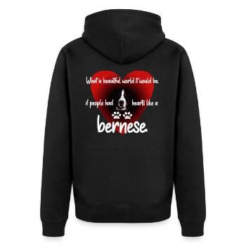 Bernese - Unisex Premium Organic Zip Hoodie - black - Back - Nico (187cm)