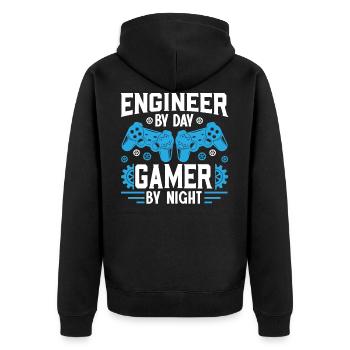 Ingénieur By Day Gamer By Night - Veste à capuche bio Premium Unisexe - noir - Dos - Nico (187cm)