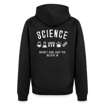 Science T-Shirt Nerd Chemistry Physik - Unisex Premium Bio Zip Hoodie - Schwarz - Hinten - Nico (187cm)