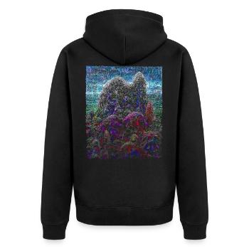 Berg - Impressionismus - Stickerei Malerei - Unisex Premium Bio Zip Hoodie - Schwarz - Hinten - Nico (187cm)