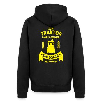 Bauer Landwirt Traktor Bauernhof Geschenkidee - Unisex Premium Bio Zip Hoodie - Schwarz - Hinten - Nico (187cm)