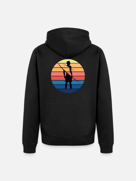 Idea de regalo de puesta de sol de surf de olas de surf - Chaqueta con capucha prémium ecológica unisex - negro
