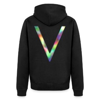 V - LETTER INITIAL - Unisex Premium Organic Zip Hoodie - black - Back - Nico (187cm)