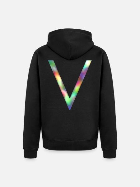V - LETTRE INITIALE - Veste à capuche bio Premium Unisexe - noir
