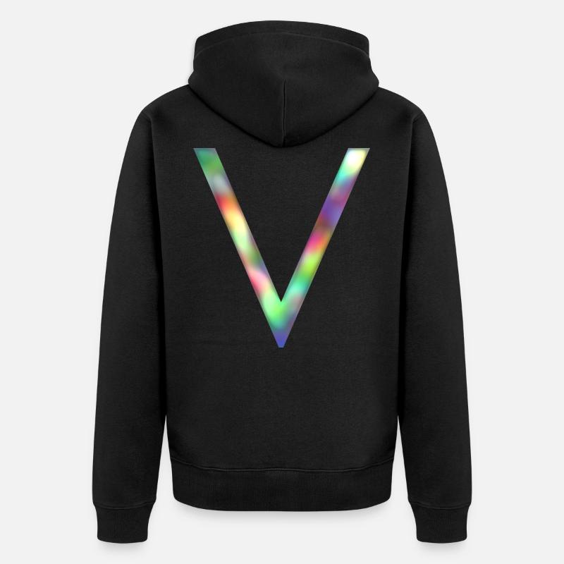 V - Buchstabe INITIALE - Unisex Premium Bio Zip Hoodie - Schwarz