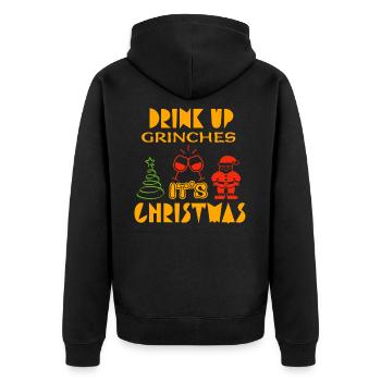 Weihnachten Weihnachten Weihnachten Weihnachten Weihnachten - Unisex Premium Bio Zip Hoodie - Schwarz - Hinten - Nico (187cm)