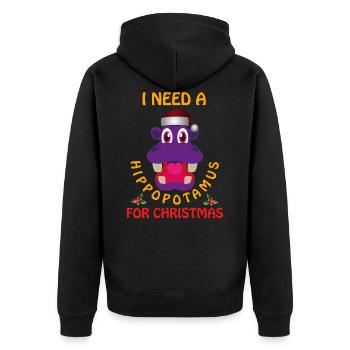 Weihnachten Weihnachten Weihnachten Weihnachten Weihnachten - Unisex Premium Bio Zip Hoodie - Schwarz - Hinten - Nico (187cm)