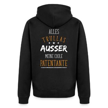 Paten-Tante Tauf-Patin Patenkind Geschenk-Idee I - Unisex Premium Bio Zip Hoodie - Schwarz - Hinten - Nico (187cm)