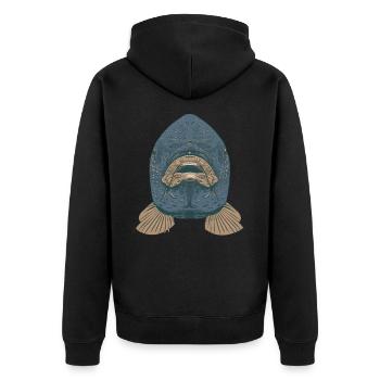 Carpes poisson bouche tête face - Veste à capuche bio Premium Unisexe - noir - Dos - Nico (187cm)