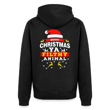 Père Noël, Père Noël, Père Noël, Père Noël, Père Noël - Veste à capuche bio Premium Unisexe - noir - Dos - Nico (187cm)