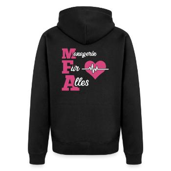Arzthelferin, MFA, Medizinische Fachangestellte, - Unisex Premium Bio Zip Hoodie - Schwarz - Hinten - Nico (187cm)