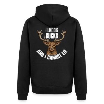 Jäger Jagd Jagen Lustig Geschenk - Unisex Premium Bio Zip Hoodie - Schwarz - Hinten - Nico (187cm)