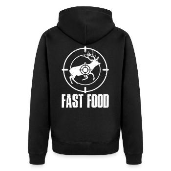 Jäger Jagd Jagen Lustig Geschenk - Unisex Premium Bio Zip Hoodie - Schwarz - Hinten - Nico (187cm)