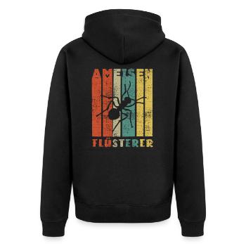 Ameisen Ameise Insekt Tier Spruch Geschenkidee - Unisex Premium Bio Zip Hoodie - Schwarz - Hinten - Nico (187cm)