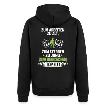 Geocacher Schnitzeljagd Geocache Rentner Geschenk - Unisex Premium Bio Zip Hoodie - Schwarz - Hinten - Nico (187cm)