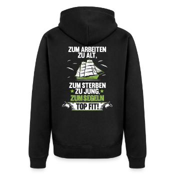 Segelfahrer Rentner Segel Hobby Segler Geschenk - Unisex Premium Bio Zip Hoodie - Schwarz - Hinten - Nico (187cm)
