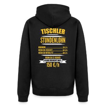 Tischler Meister, Schreiner Meister Geschenkidee I - Unisex Premium Bio Zip Hoodie - Schwarz - Hinten - Nico (187cm)