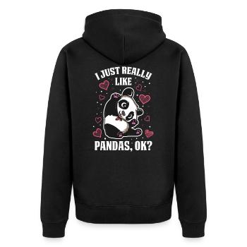 Panda Lustig Geschenk - Unisex Premium Bio Zip Hoodie - Schwarz - Hinten - Nico (187cm)