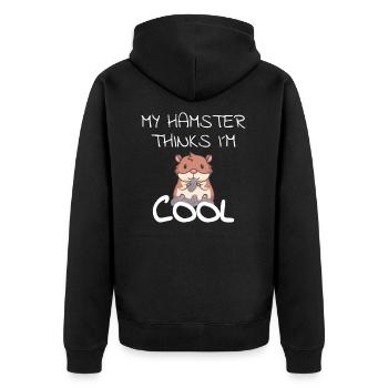 Hamster Haustier Nagetier Geschenkidee Goldhamster - Unisex Premium Bio Zip Hoodie - Schwarz - Hinten - Nico (187cm)
