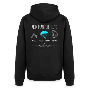 Paraglider Fallschirm Tagesplan Skydiving Funshirt - Unisex Premium Bio Zip Hoodie - Schwarz - Hinten - Nico (187cm)