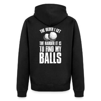 Golf Golfer Golfspieler Lustig Geschenk - Unisex Premium Bio Zip Hoodie - Schwarz - Hinten - Nico (187cm)