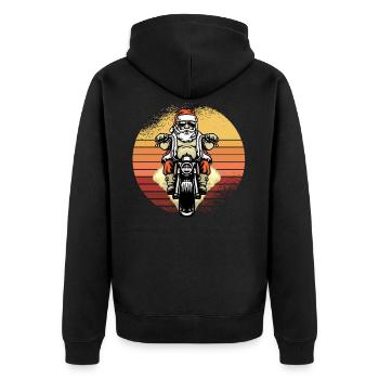 Santa Claus Biker Motorrad Weihnachten - Unisex Premium Bio Zip Hoodie - Schwarz - Hinten - Nico (187cm)