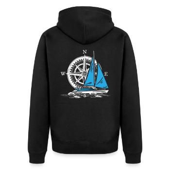 Voile à double coque en catamaran - Veste à capuche bio Premium Unisexe - noir - Dos - Nico (187cm)