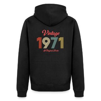 1971 - Unisex Premium Bio Zip Hoodie - Schwarz - Hinten - Nico (187cm)
