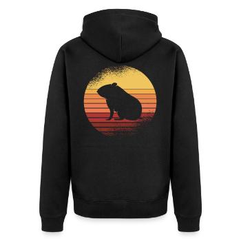 Hamster Retro Vintage Golden Hamster Funny Gift - Unisex Premium Organic Zip Hoodie - black - Back - Nico (187cm)