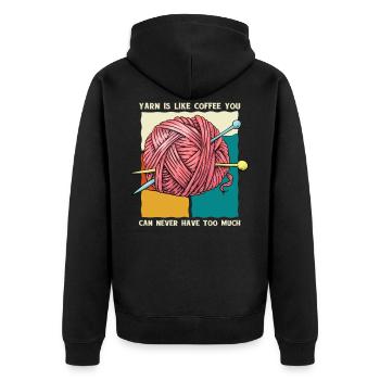 Yarn Is Like Coffee - Häkeln Stricken - Unisex Premium Bio Zip Hoodie - Schwarz - Hinten - Nico (187cm)