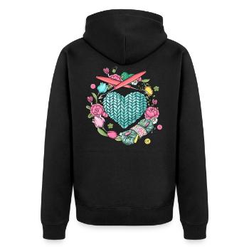 Häkeln Stricken Garn Strickerin Näherin - Unisex Premium Bio Zip Hoodie - Schwarz - Hinten - Nico (187cm)
