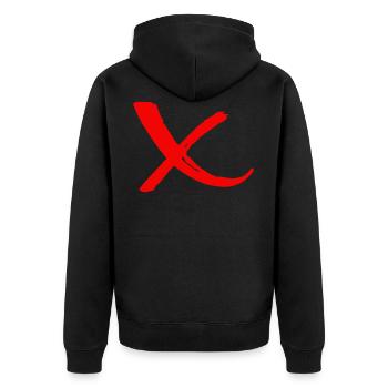 Rejet Barré avec rouge X 2 - Veste à capuche bio Premium Unisexe - noir - Dos - Nico (187cm)