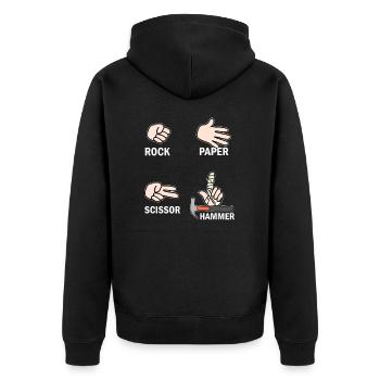 Schreiner Handwerker Geschenkidee - Unisex Premium Bio Zip Hoodie - Schwarz - Hinten - Nico (187cm)