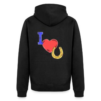 Idée cadeau chevaux - Veste à capuche bio Premium Unisexe - noir - Dos - Nico (187cm)
