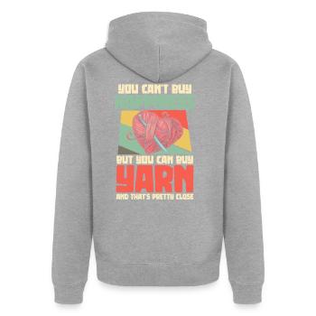 Stricken Häckeln Garn Strickerin Näherin - Unisex Premium Bio Zip Hoodie - Grau meliert - Hinten - Nico (187cm)