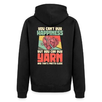 Stricken Häckeln Garn Strickerin Näherin - Unisex Premium Bio Zip Hoodie - Schwarz - Hinten - Nico (187cm)