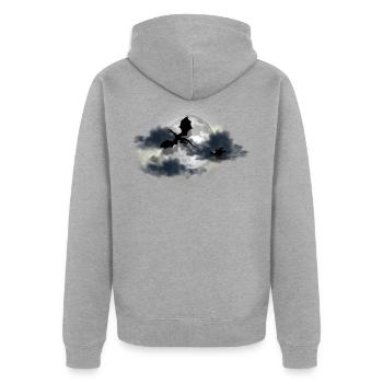 Cadeau drôle de Noël de dragon - Veste à capuche bio Premium Unisexe - gris chiné - Dos - Nico (187cm)