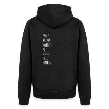 Peace world peace foreign language gift - Unisex Premium Organic Zip Hoodie - black - Back - Nico (187cm)