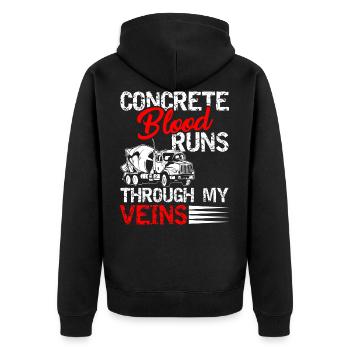 Runs Through My Veins Concrete Finisher Gift - Unisex Premium Organic Zip Hoodie - black - Back - Nico (187cm)